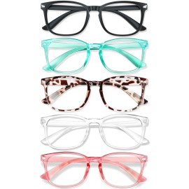 WINTOO Blue Light Glasses for Woman Men | 99% Blue Light Blocking Glasses for Computer Gaming TV Phone Screen Square Frame | Anti Eyestrain & UV Glare Protection - 5 Pair