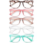 WINTOO Blue Light Glasses for Woman Men | 99% Blue Light Blocking Glasses for Computer Gaming TV Phone Screen Square Frame | Anti Eyestrain & UV Glare Protection - 5 Pair