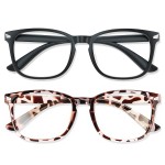 WINTOO Blue Light Glasses for Woman Men | 99% Blue Light Blocking Glasses for Computer Gaming TV Phone Screen Square Frame | Anti Eyestrain & UV Glare Protection - 2 Pair