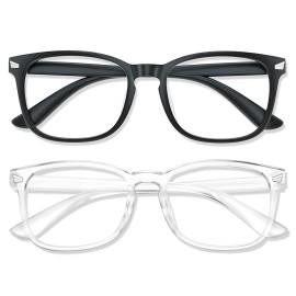 WINTOO Blue Light Glasses for Woman Men | 99% Blue Light Blocking Glasses for Computer Gaming TV Phone Screen Square Frame | Anti Eyestrain & UV Glare Protection - 2 Pair