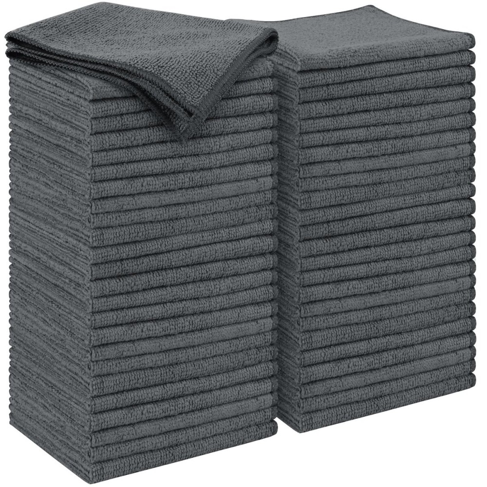 AIDEA Microfiber Cleaning Cloth Grey 50PK, Microfiber Towels for Cars, Premium Car Cloths, Dusting Cloth Lint Free Cleaning Rags for SUVs, House, Kitchen, Window, Workshops,11.511.5