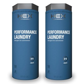 HEX Performance Laundry Detergent, Fresh & Clean, 100 Loads (Pack of 2) - Designed for Activewear, Eco-Friendly, Concentrated Formula
