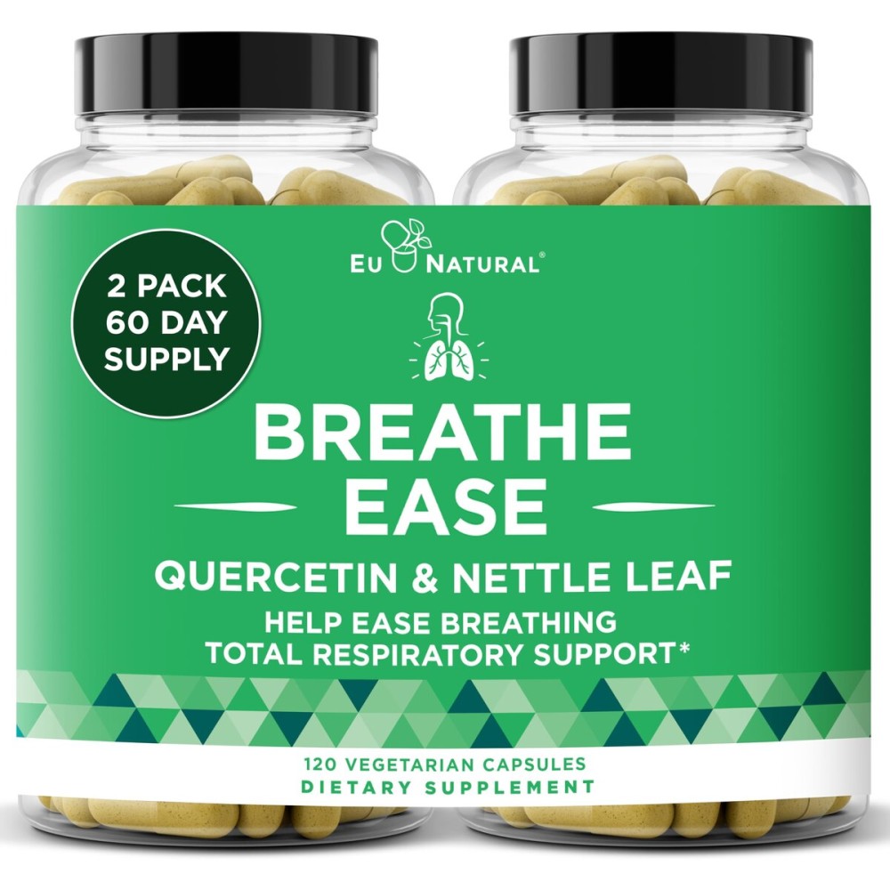 Breathe Inhaler Support Supplement - Sinus, Lungs, Open & Clear Airways - Seasonal Nasal Health, Bronchial Wellness, Healthy Chest - Quercetin, Vitamin D, Bromelain Pills - 120 Vegetarian Capsules