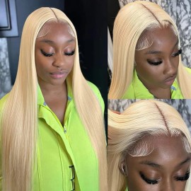 IUPin 613 13x6 Lace Front Wig Human Hair 220% Density Straight Blonde Wig Human Hair 613 HD Lace Frontal Wig Transparent HD Lace Pre Plucked with Baby Hair for Women 22 Inch