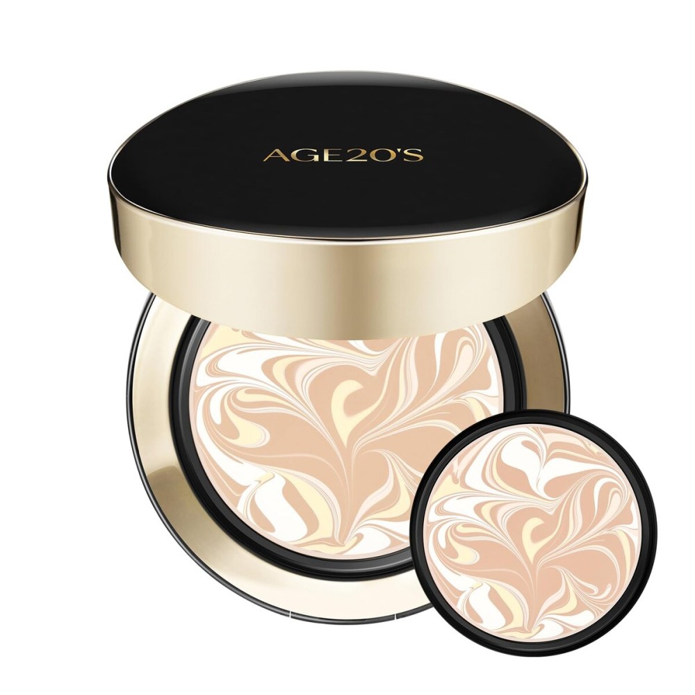 AGE20\'S Signature Essence Pact SPF 50+ | Pack of 2 | 17N IVORY | Cream Foundation, Dewy Finish, Natural Coverage | Korean Cushion Foundation