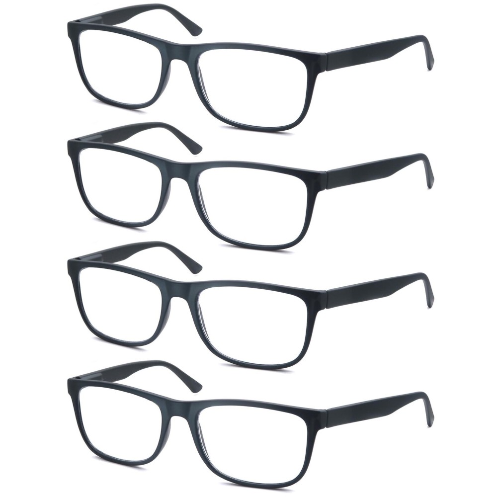 OLOMEE Matte Black Reading Glasses Men Large Oversized Wide Readers +1.25 Lightweight Magnifying Cheaters Big Head/Large Face