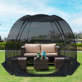 Alvantor Pop Up House Tent, Outdoor Screen Room, Canopy Tent with UV Resistant, Easy Up Foldable Screen House for Camping Garden, Black, 10 x10 FT