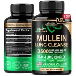 Mullein Leaf Extract for Lung Detox - Marshmallow Root | Echinacea | Oregano | Quercetin | NAC - 15-in-1 Lung Support & Cleanse for Smokers Supplement - Made in USA - As Drops, Tincture - 120 Capsules