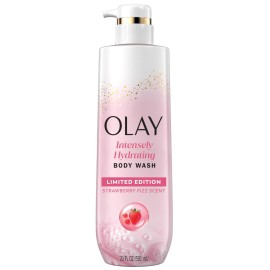 Olay Body Wash for Women, Intensely Hydrating, Pro-Hyaluronic Acid Serum Complex, Renews Moisture, Vitamin B3 Lameller Technology, For All Skin Types, Strawberry Summer Fizz Scent, 20 fl oz