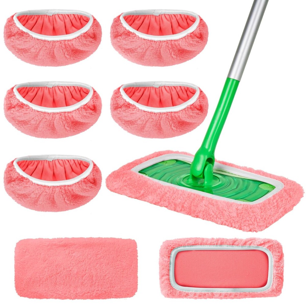 AmaVins 5 Pack Reusable Microfiber Mop Pads Compatible with Swiffer Sweeper, Wet and Dry Flat mop Cover, Washable Pads for Surface/Hardwood Floor Cleaning (Mop is Not Included)