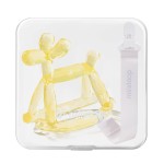 Miraloop Crystal Jelly Baby Teether - Teething Toys 3-6 Months Food Grade Silicone Teether with Storage Box and Pacifier Clip, Safe for Babies (Citrine Clip+Box)