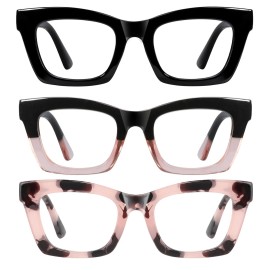 resjok Oprah Reading Glasses for Women-3Pack Blue Light Blocking Computer Readers with Spring Hinge Fashion Eyeglasses(Mix2, 2.25x)