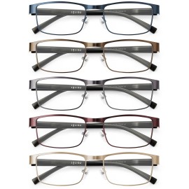 JOLISU 5PCS Reading Glasses Men - Blue Light Blocking Computer Metal Thin Frame Readers For Mens/Women1.75