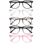 ZEHEXA Reading Glasses for Women Men Lightweight Blue Light Blocking Readers Fashion Computer Eye Glasses Frames - 5 Pack Anti Glare UV Cheaters 4.0