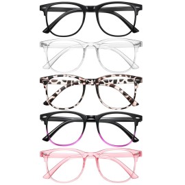 ZEHEXA Reading Glasses for Women Men Lightweight Blue Light Blocking Readers Fashion Computer Eye Glasses Frames - 5 Pack Anti Glare UV Cheaters 4.0