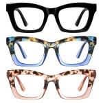 resjok Oprah Reading Glasses for Women-3Pack Blue Light Blocking Computer Readers with Spring Hinge Fashion Eyeglasses(Mix1, 0.0x)