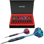 WINSDART Darts Metal Tip Set Professional Metal Darts for Dartboard Steel Tip Darts with Nonslip Iron Barrel Aluminum Dart Shafts,Extra Flights,Dart Sharpener,Gift Box