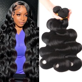 Katspon 12A Human Hair Bundles Body Wave 100% Unprocessed Brazilian Virgin Hair 3 Bundles Human Hair Extensions Quick Weave Human Hair (22 22 22 Inch)