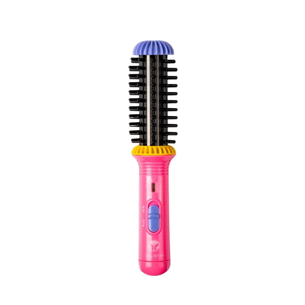 CALISTA GoGo Mini Heated Round Brush | Curl, Touch-Up, De-Frizz, and Style Hair with the Mini 7 Styling Tool | Heats to 365F | Perfectly Designed Travel Tool | Dual Voltage (Peachy Pink)