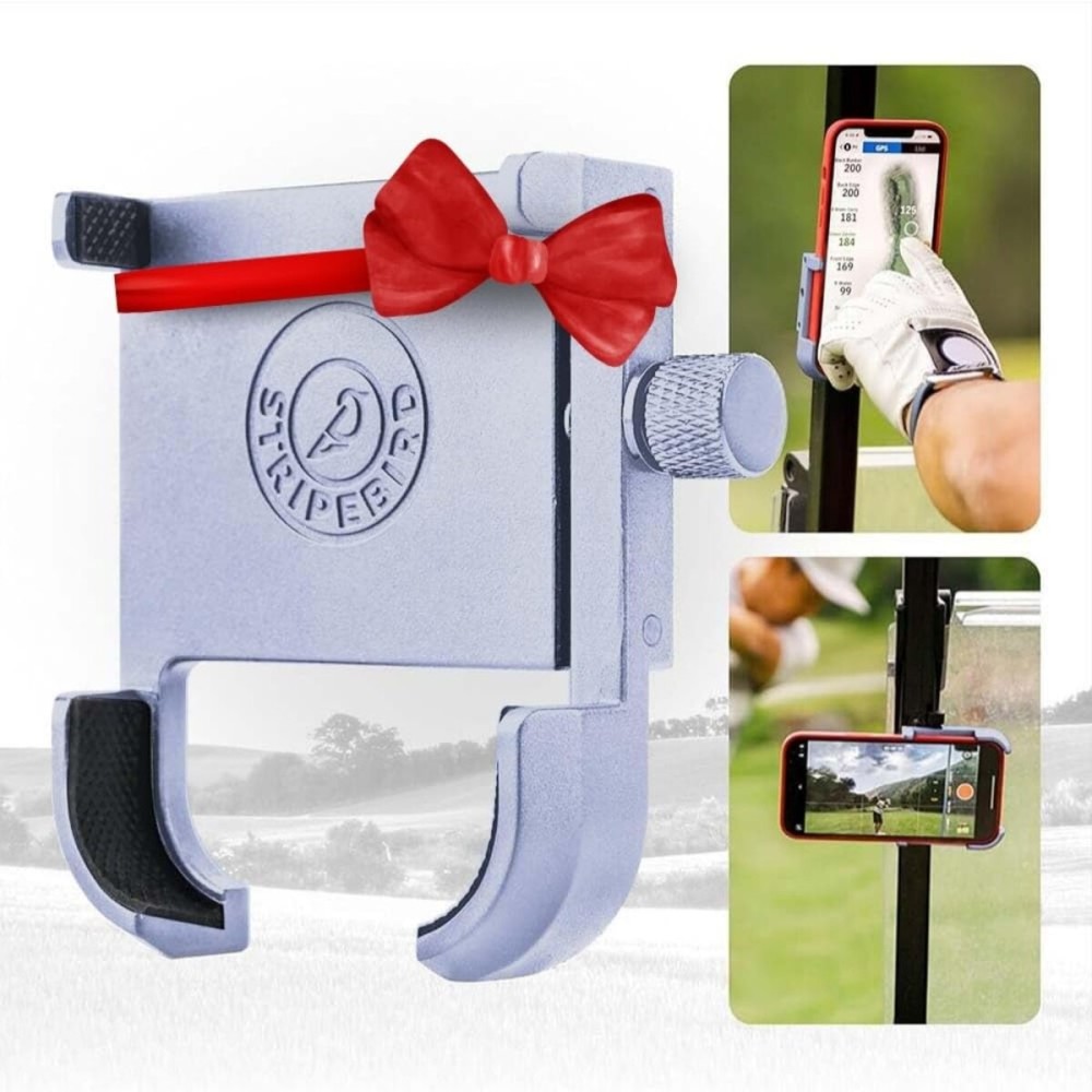 Stripebird Original Magnetic Golf Cart Phone Holder (SilverBlue), Golf Caddy, Coolest Golf Cart Accessories, Cool Golf Gadgets, Slim Smartphone Mount