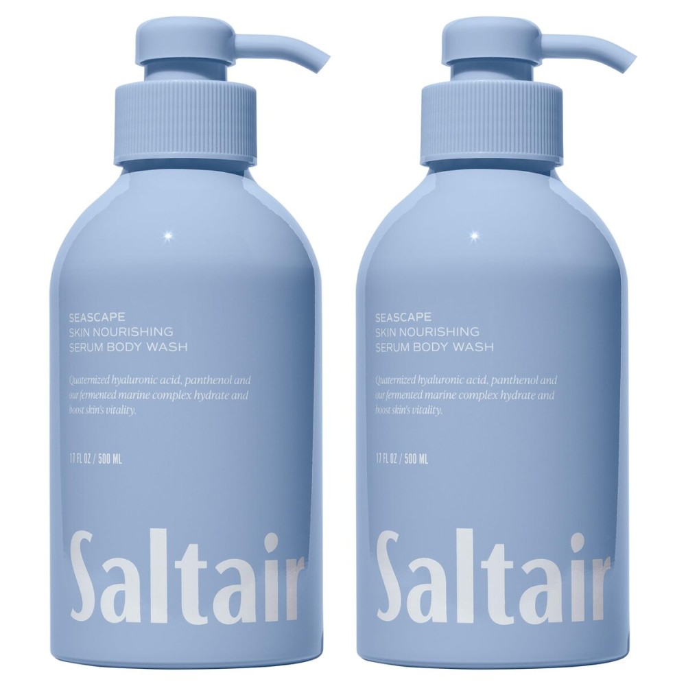 Saltair Body Wash, Seascape 2-Pack. Moisturizing Body Cleanser with Monoi Oil and Cupuacu Butter. Luxury Shower Gel for Women and Men. Vegan, Cruelty-Free, Paraben-Free. 2x 17oz Pump Bottles