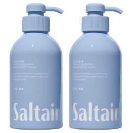 Saltair Body Wash, Seascape 2-Pack. Moisturizing Body Cleanser with Monoi Oil and Cupuacu Butter. Luxury Shower Gel for Women and Men. Vegan, Cruelty-Free, Paraben-Free. 2x 17oz Pump Bottles
