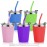 Vermida Kids Cups with Straws and Lids, 5 Pack 12oz Spill Proof Toddlers Straw Cup with Lid, Stainless Steel Kids Cups with Lids for School, Outdoor, Multicolor