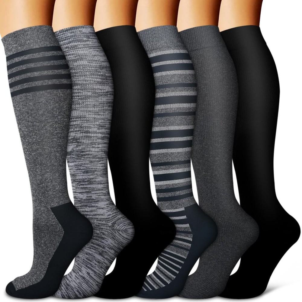 Copper Compression Socks for Women & Men (6 pairs) - Best Support for Nurses, Running, Hiking, Recovery