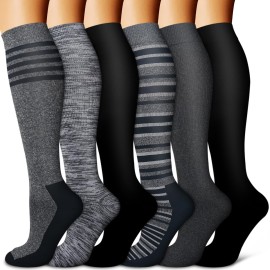 Copper Compression Socks for Women & Men (6 pairs) - Best Support for Nurses, Running, Hiking, Recovery