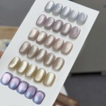 Born Pretty Magnetic Gel Nail Polish Set,Cat Magnetic Eye Gel Jelly Glass Crystal Magnetic Gel Polish Nail Art Manicure Kit 6PCS