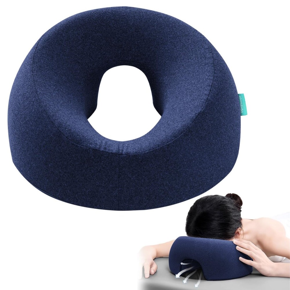 xiaomubiao Face Down Pillows for Massage Table, Massage Headrest for Bed, Face Pillow for Stomach Sleeping, BBL Pillow After Surgery Post Eye Surgery & Vitrectomy Recovery, Removable Cover Navy Blue