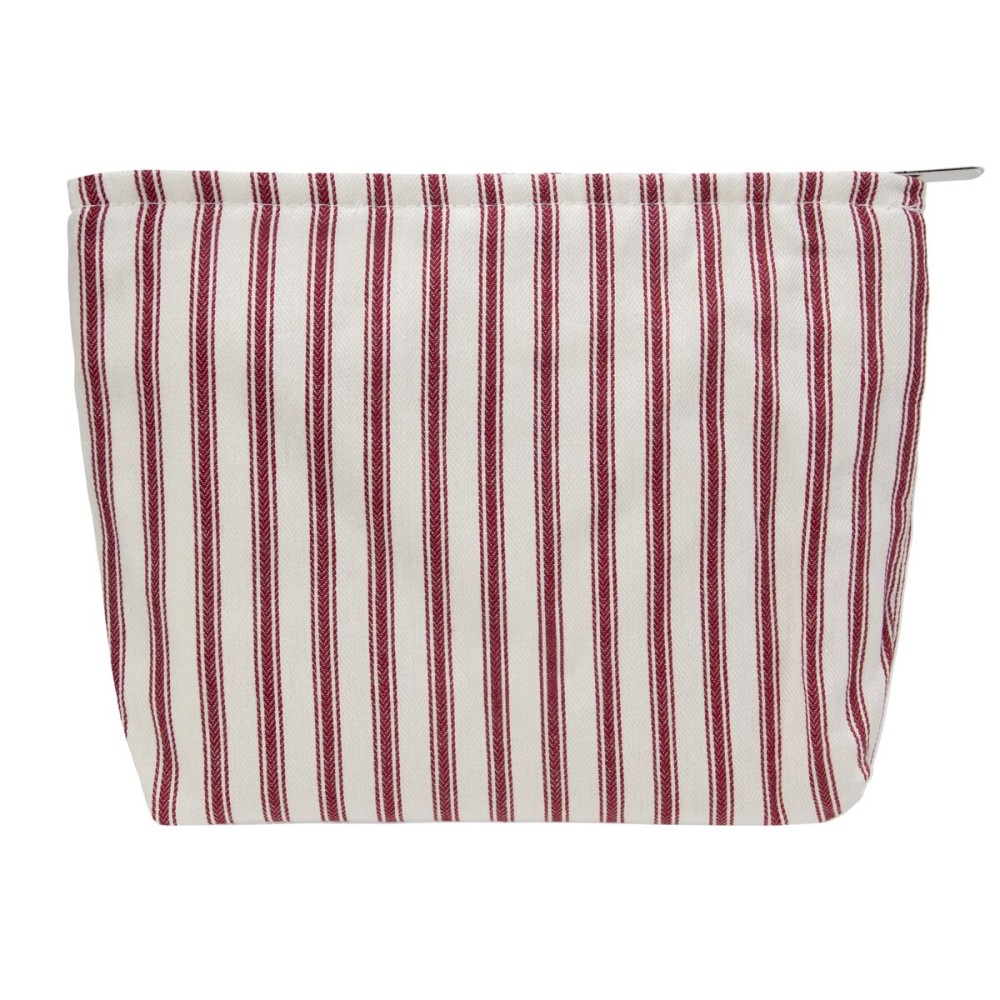 PAZIMIIK Makeup Bag Large Cotton Zipper Pouch for Purse Travel Canvas Make Up Organizer for Women Cosmetic,Vintage Stripe Red