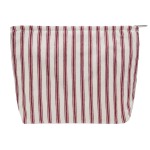 PAZIMIIK Makeup Bag Large Cotton Zipper Pouch for Purse Travel Canvas Make Up Organizer for Women Cosmetic,Vintage Stripe Red
