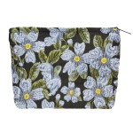 PAZIMIIK Makeup Bag Large Cotton Zipper Pouch for Purse Travel Canvas Make Up Organizer for Women Cosmetic,Brocade Flower Black