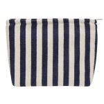PAZIMIIK Makeup Bag Large Cotton Zipper Pouch for Purse Travel Canvas Make Up Organizer for Women Cosmetic,Stripe Navy Blue