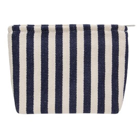 PAZIMIIK Makeup Bag Large Cotton Zipper Pouch for Purse Travel Canvas Make Up Organizer for Women Cosmetic,Stripe Navy Blue