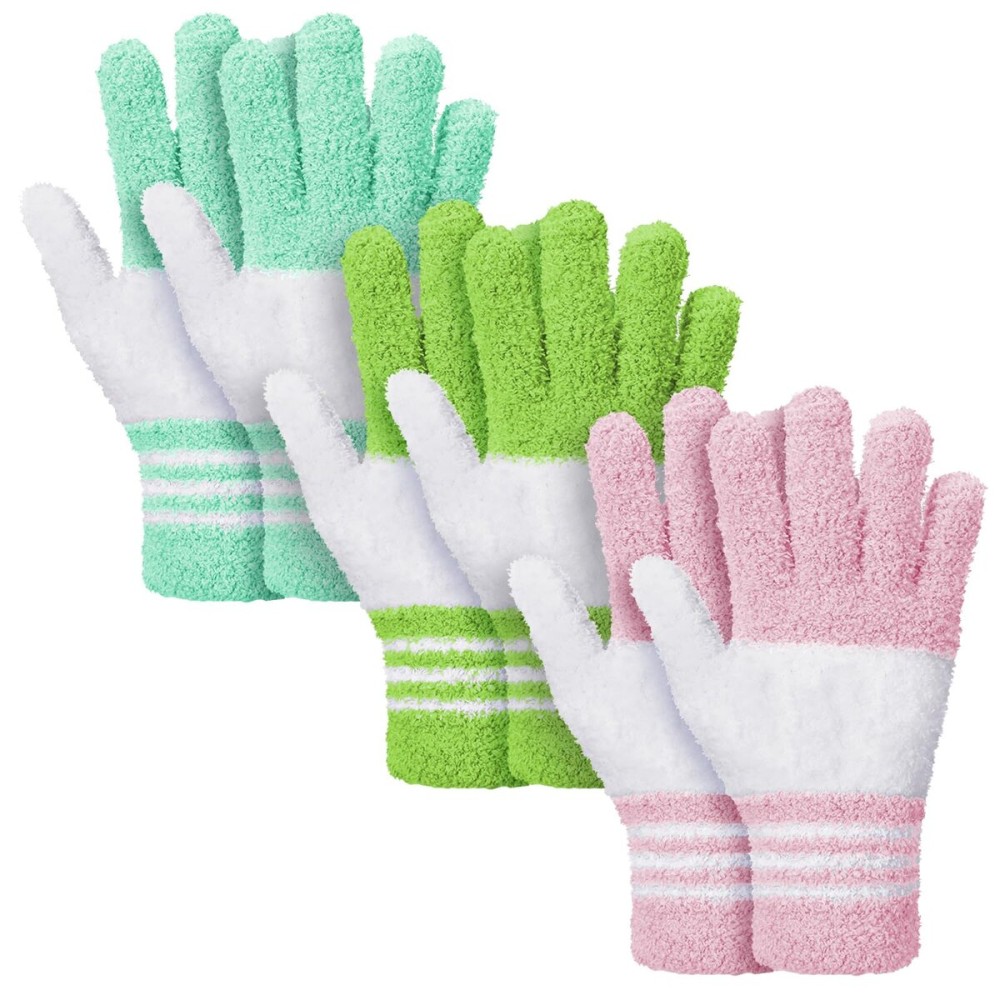 Patelai 3 Pairs Microfiber Plant Dusting Gloves Leaf Cleaning Gloves for Indoor Plants, Blinds, Furniture, House(Yellow, Blue, Pink, White,Medium)