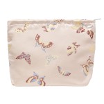 Makeup Bag Large Cotton Zipper Pouch for Purse Travel Canvas Make Up Organizer for Women Cosmetic,Butterfly Pink