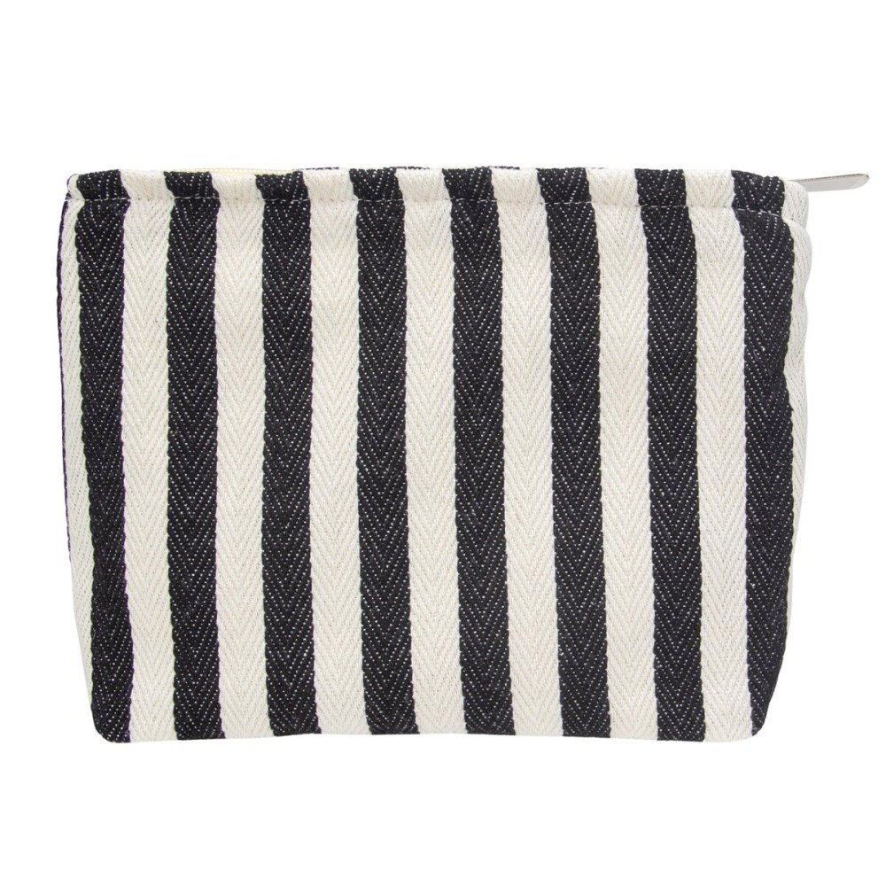 PAZIMIIK Makeup Bag Large Cotton Zipper Pouch for Purse Travel Canvas Make Up Organizer for Women Cosmetic,Stripe Black White