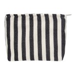 PAZIMIIK Makeup Bag Large Cotton Zipper Pouch for Purse Travel Canvas Make Up Organizer for Women Cosmetic,Stripe Black White