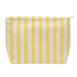 PAZIMIIK Makeup Bag Large Cotton Zipper Pouch for Purse Travel Canvas Make Up Organizer for Women Cosmetic,Stripe Yellow
