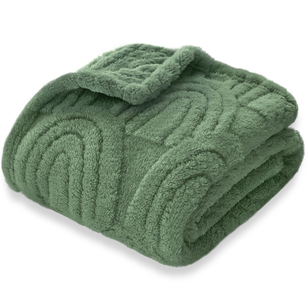 HOMRITAR Baby Blanket for Boys Super Soft Fluffy Fleece Rainbow Blankets Warmer Comfy Reversible Shaggy Cozy for Toddler Baby Nursery Stroller Crib Shower Gifts, Olive, 30 x 40 Inches