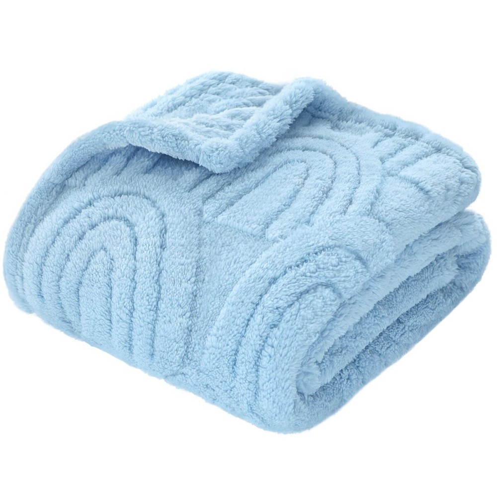 HOMRITAR Baby Blanket with 3D Rainbow Super Soft Cozy Fluffy Fleece Blankets for Boys Girls, Room Decor Birthday Gifts Baby Bedding for Toddle Newborn, Blue, 30 x 40 Inches