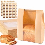 100Pcs Sourdough Paper Bread Bags for Homemade Bread with Window, Includes 50PCS Label Seal Stickers for Food Storage(50% Thicker 13.7x8.3x3.5 in - Large)