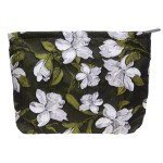 PAZIMIIK Makeup Bag Large Cotton Zipper Pouch for Purse Travel Canvas Make Up Organizer for Women Cosmetic,Brocade Floral Black