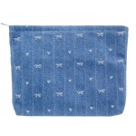 PAZIMIIK Makeup Bag Large Cotton Zipper Pouch for Purse Travel Canvas Make Up Organizer for Women Cosmetic,Jean Blue