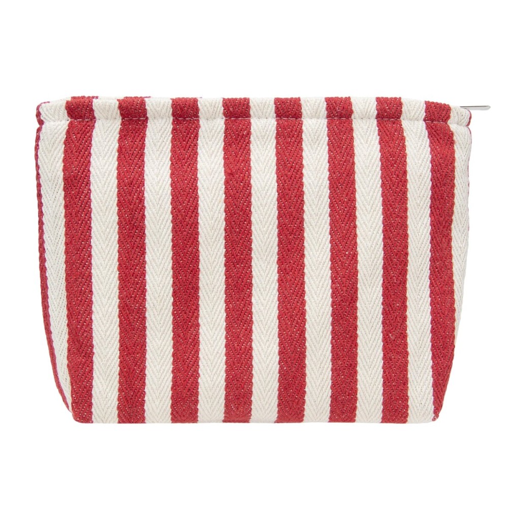 PAZIMIIK Makeup Bag Large Cotton Zipper Pouch for Purse Travel Canvas Make Up Organizer for Women Cosmetic,Stripe Red