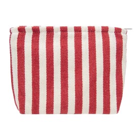 PAZIMIIK Makeup Bag Large Cotton Zipper Pouch for Purse Travel Canvas Make Up Organizer for Women Cosmetic,Stripe Red