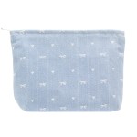 PAZIMIIK Makeup Bag Large Cotton Zipper Pouch for Purse Travel Canvas Make Up Organizer for Women Cosmetic,Jean Light