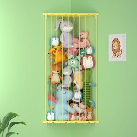 Befayoo Stuffed Animal Storage Corner - Large Stuffed Animal Organizer with Length Adjustable - Plush Holder for Wall (Yellow)